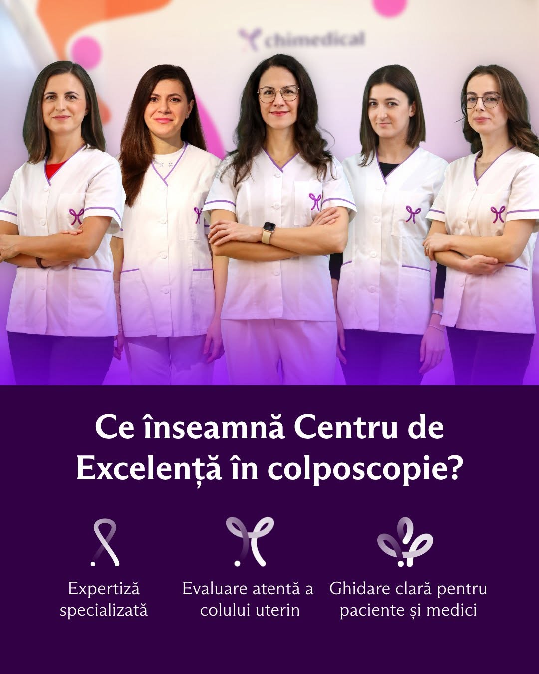 Chimedical social graphic explaining what a colposcopy center of excellence means