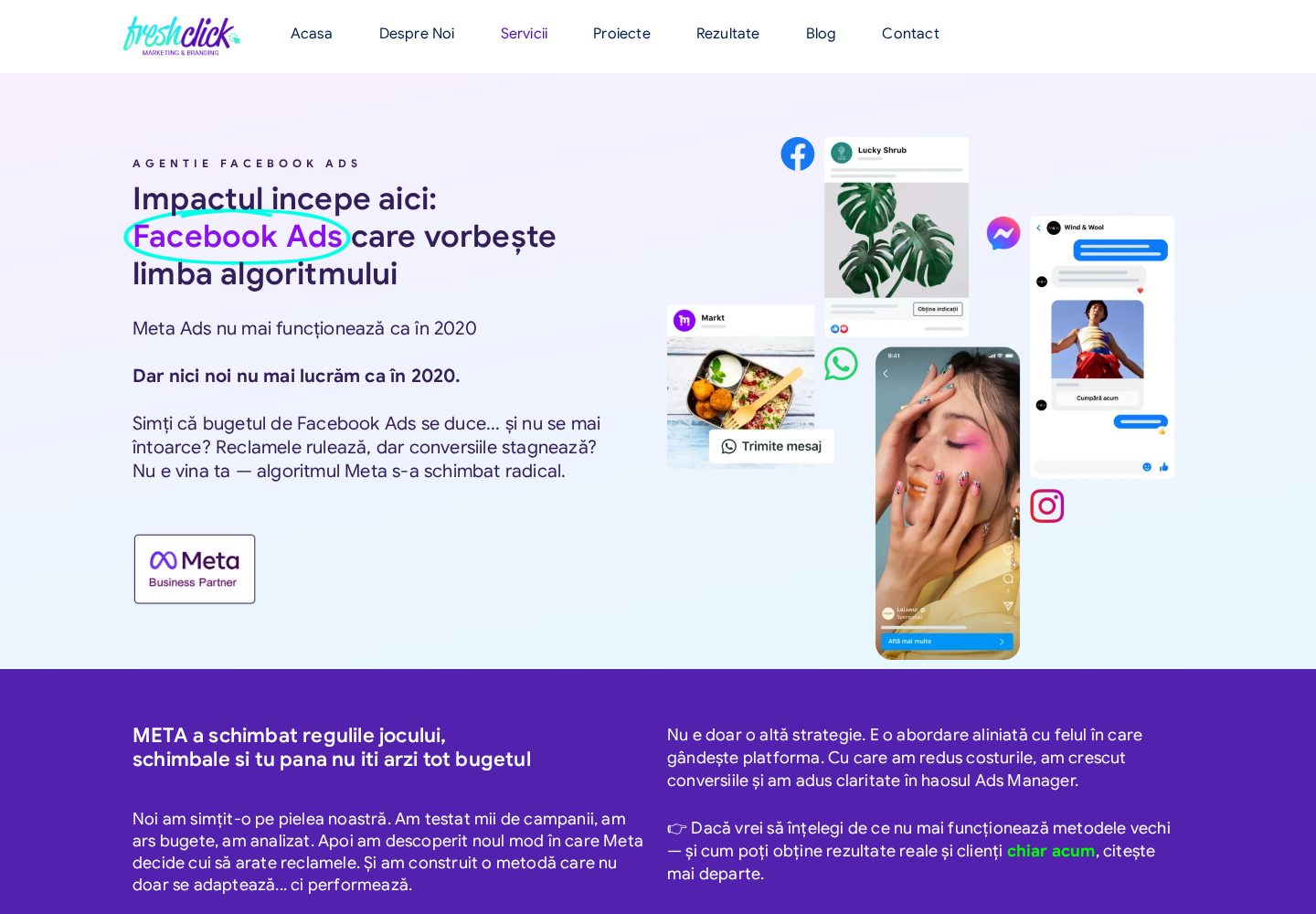 Screenshot of the FreshClick Facebook Ads landing page