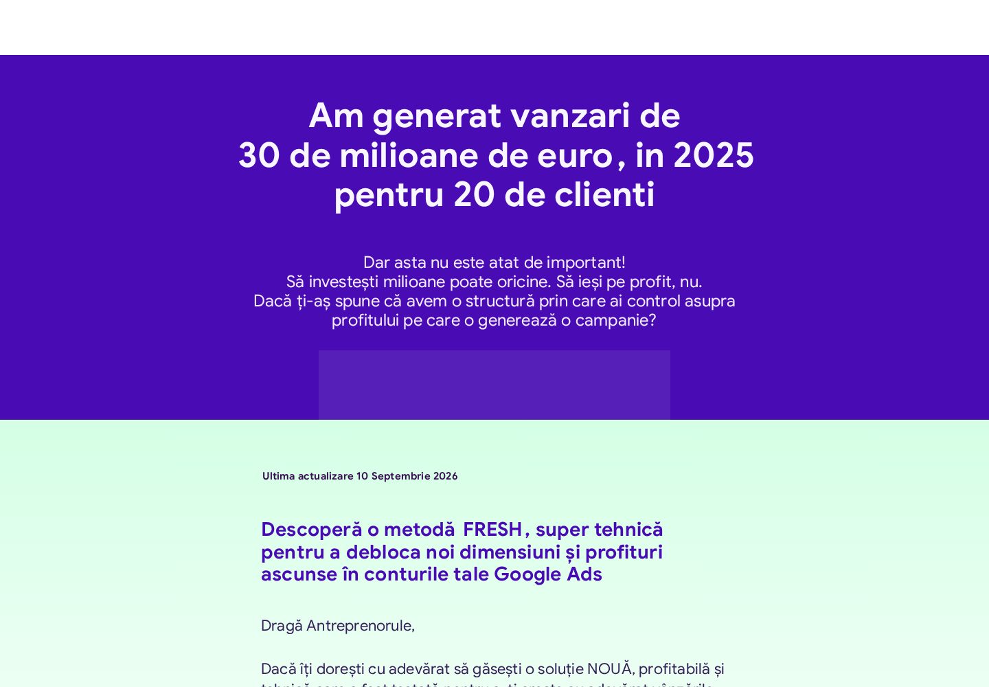 Screenshot of the FreshClick Google Ads landing page