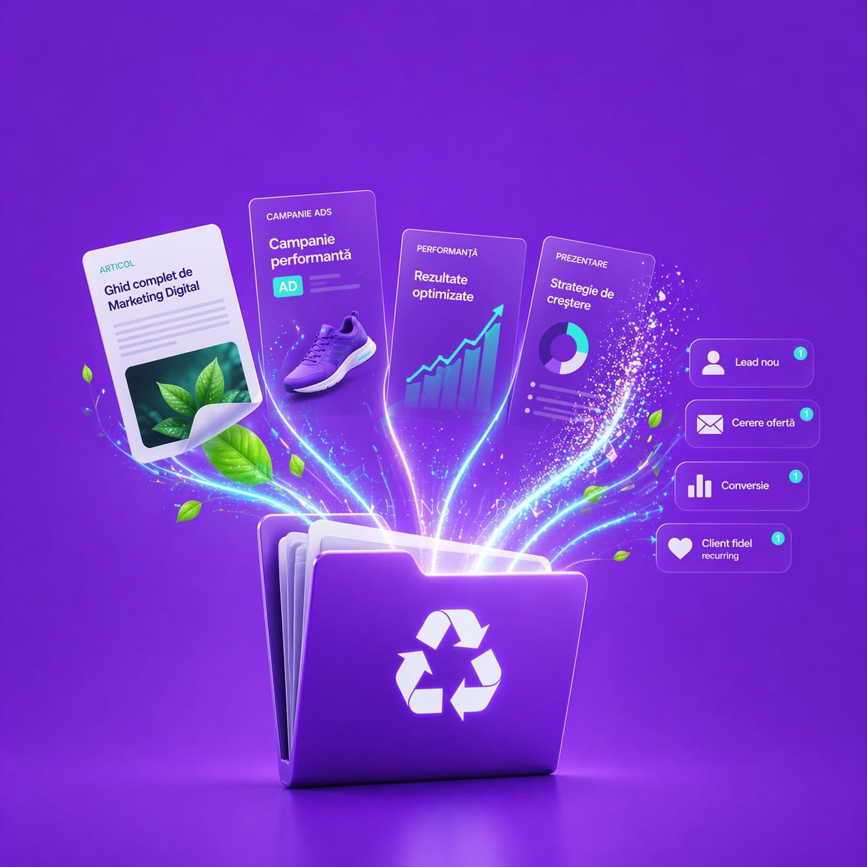 FreshClick graphic illustrating a reusable digital content system