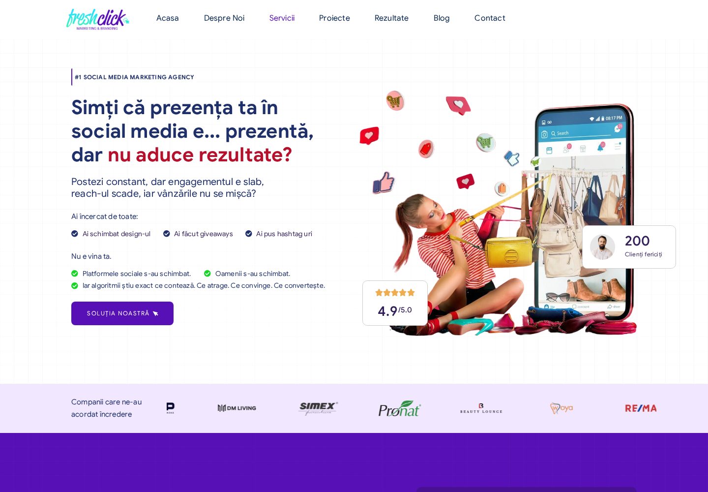 Screenshot of the FreshClick Social Media Marketing landing page