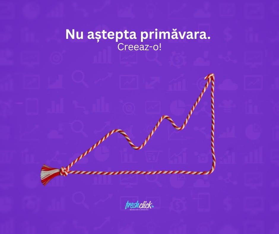 FreshClick spring campaign visual with a rising chart drawn as a traditional cord