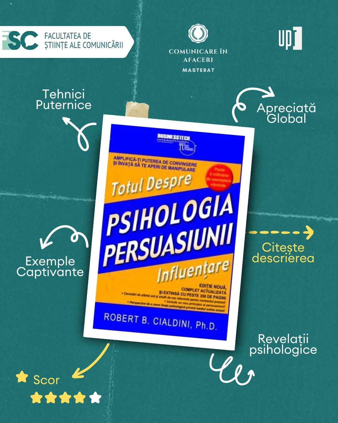 Business Communication master's programme social post recommending a book on persuasion psychology