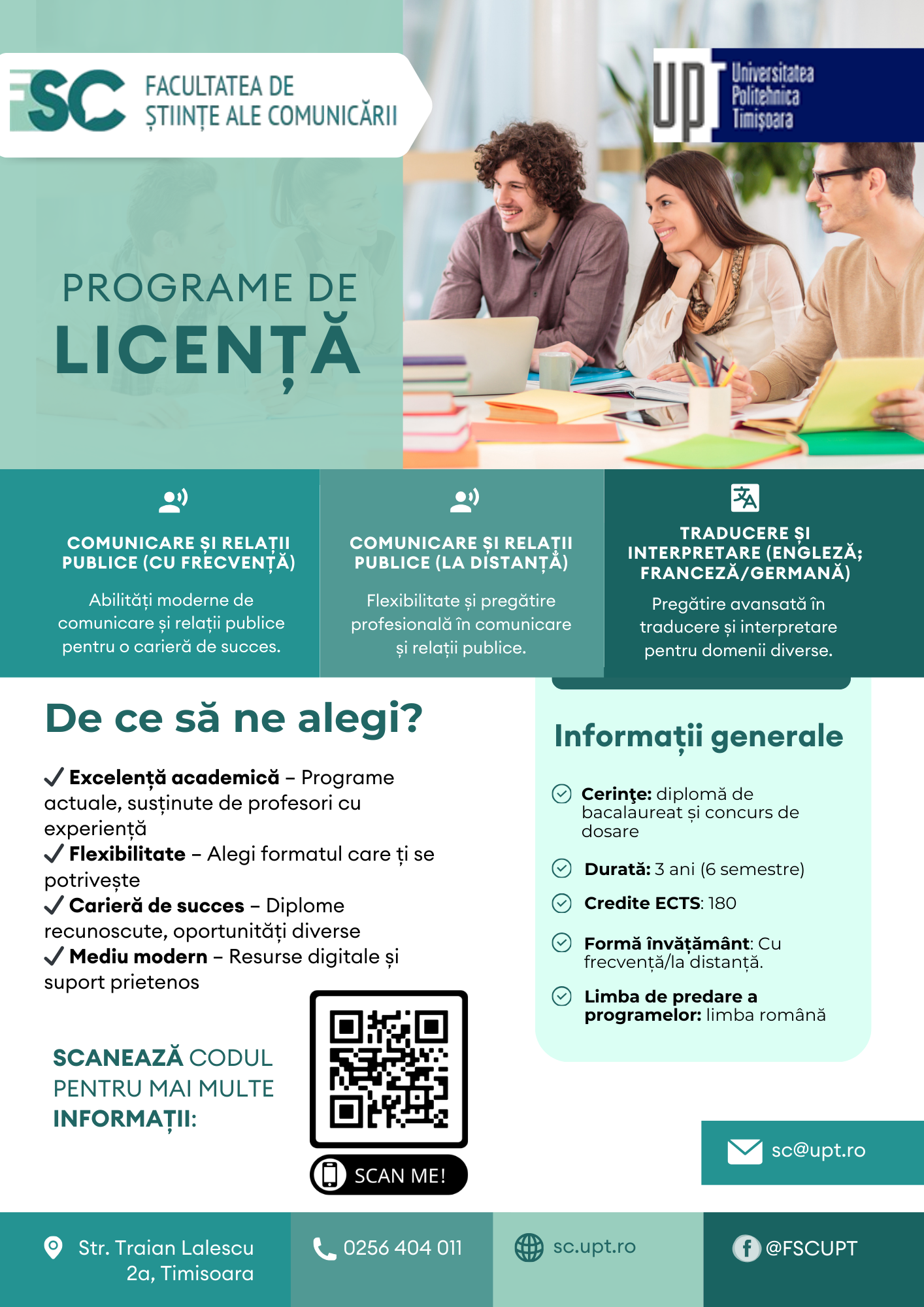 Poster presenting the faculty's bachelor's programmes
