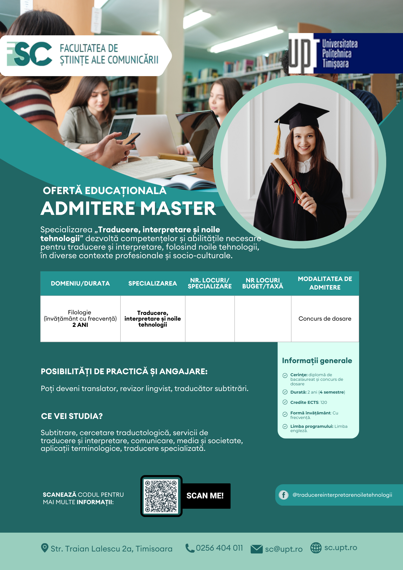 Admissions poster for the master's programme in Translation, Interpreting and New Technologies