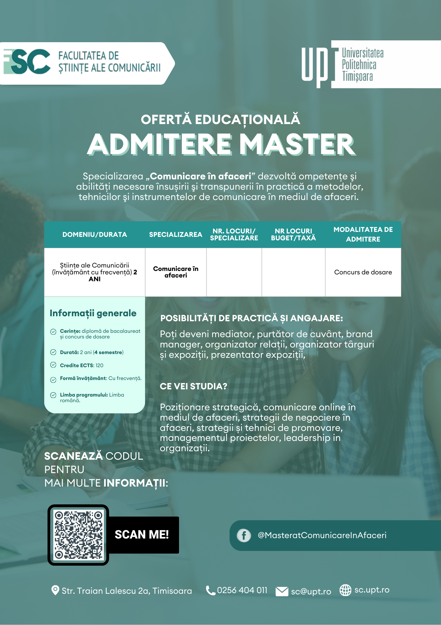 Admissions poster for the master's programme in Business Communication