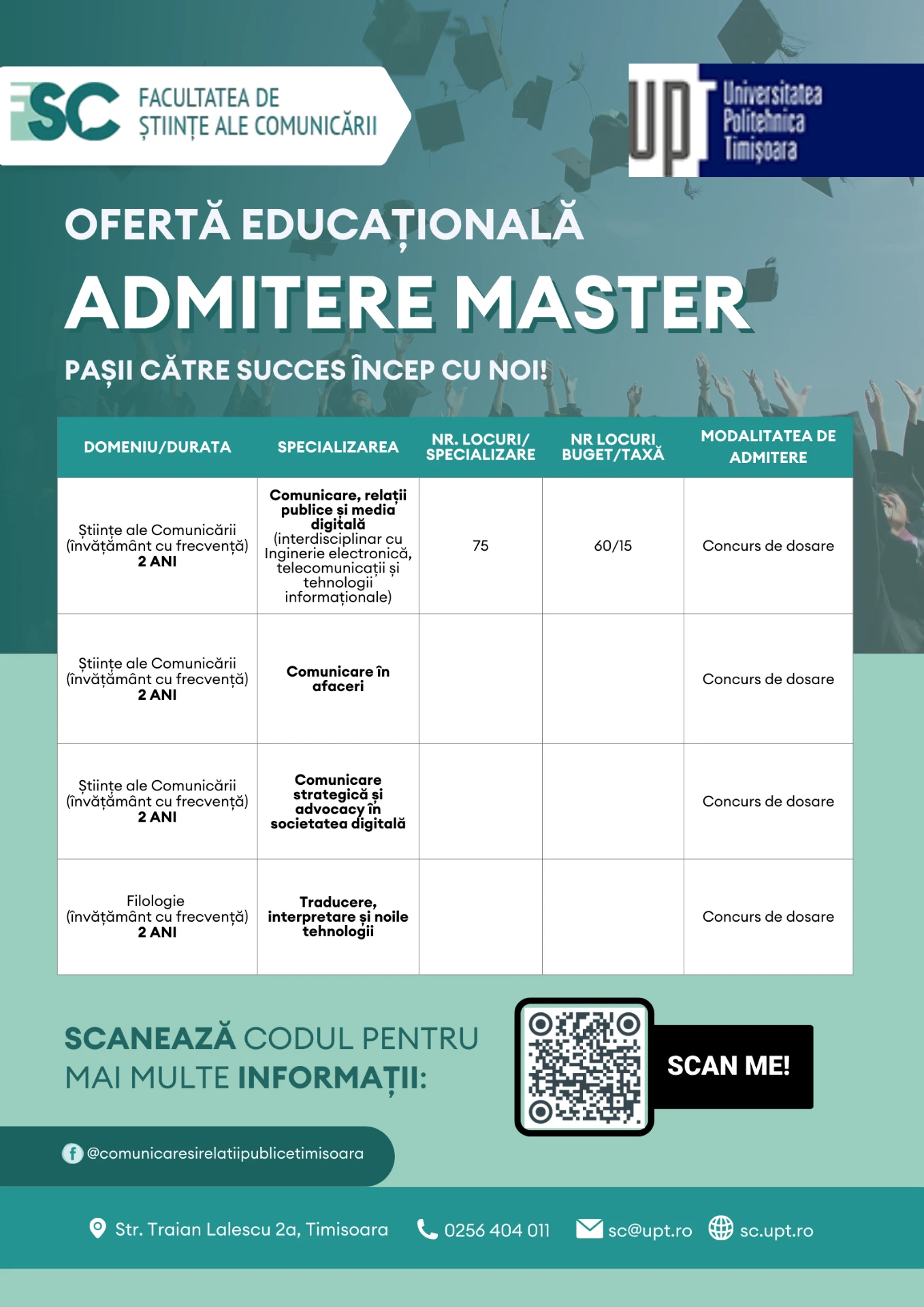General admissions poster for the faculty's master's programmes